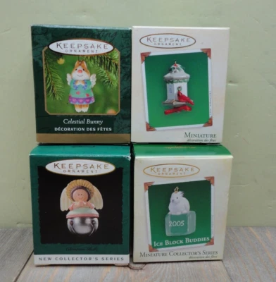 Lote de 4 adornos de miniuatre con sello 1995 2005 2000 conejo cardinal ángel Foto 1 de 4