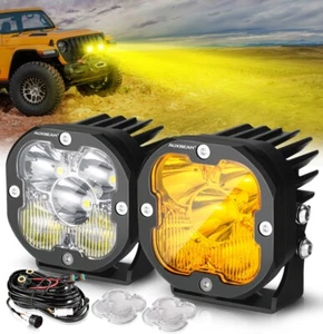AUXBEAM 2x 3" LED Cápsula de Trabajo Luz de Conducción 2 Colores DRL Luz de Señal de Giro Universal - Imagen 1 de 12