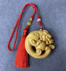 JH011 - 6X6X2.6 CM Hand Carved Boxwood Carving Netsuke :Pi Xiu Baby Dragon