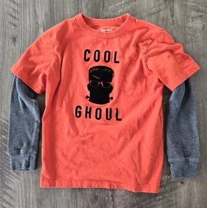 Gap Kids Boy's Orange Halloween Frankenstein Ghoul T-shirt Size Small 6-7 - Picture 1 of 4
