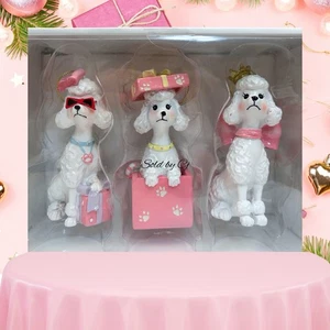 3er Set Shopper weiß Pudel Weihnachtsschmuck Prinzessin Geschenkbox Pfotenabdruck - Bild 1 von 6