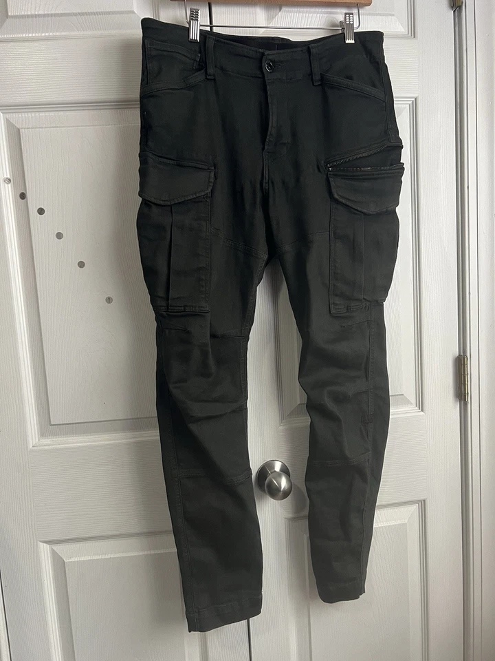 G-Star Raw Dark Olive Green Rovic Zip 3D Straight Tapered Cargo Pants Mens 34 - Image 1 of 4