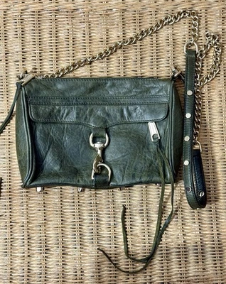 Rebecca Minkoff Olive Green Mini M.A.C. Crossbody Leather Bag Purse Fringe - Image 1 of 4