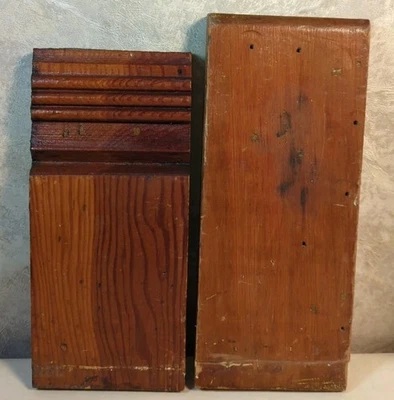 2 Plinth Blocks Antique Carved wood Trim Architectural Salvage Farmhouse  - Image 1 of 4