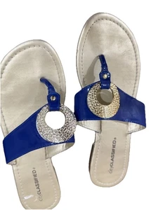 City Classified flache dekorative royalblaue Damen-Flip-Flops US-Größe 7,5 - Bild 1 von 6