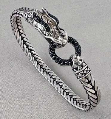 Brazalete de plata esterlina y zafiro negro John Hardy Naga Dragon 7,5"; Z767 Foto 1 de 4