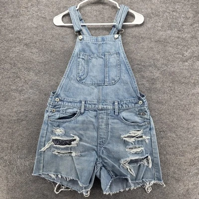 Mono corto de mezclilla American Eagle para mujer pequeño azul Tomgirl desgastado Foto 1 de 4