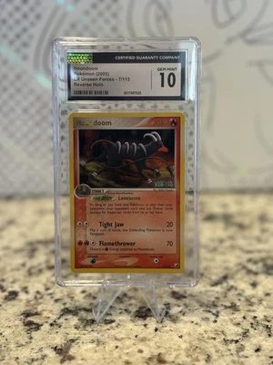 2005 Pokemon Houndoom Reverse Holo EX Unseen Forces - CGC Gem Mint 10  - Image 1 of 3