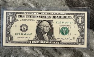 Quint (4’s) On A Crisp Uncirculated $1 Bills 27344444. - Picture 1 of 1