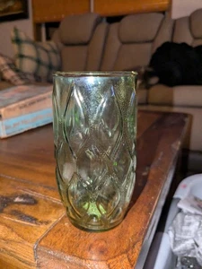 Vaso Acolchado De Colección Anchor Hocking Verde Madrid Vidrio Repuesto MCM - Imagen 1 de 4