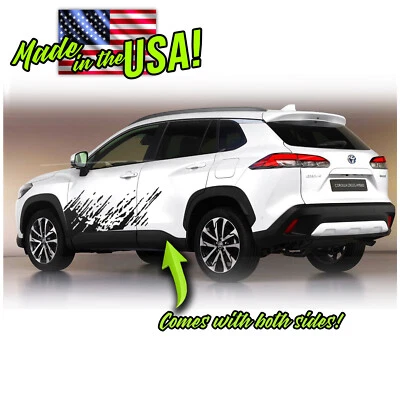 泥溅侧门赛车条纹贴花适合 2022 年及以上丰田卡罗拉十字 — 第 1/2 张图片