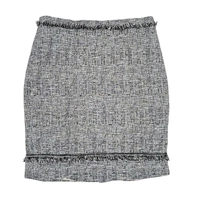 Yoana Baraschi Skirt Size 4 Gray Linen Blend Pencil Straight Career Tweed Fray - Imagem 1 de 4