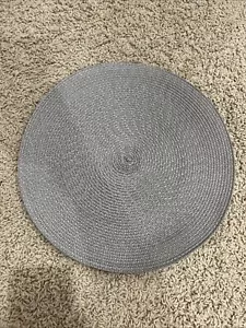 Placemat Silver Qty 16 St. Nicholas Square Solids Round Placemat Silver Woven - Picture 1 of 3
