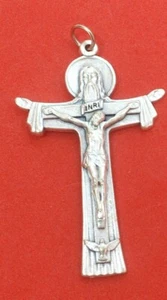 Silver-Tone Blessed Trinity Cross, 2", Made in Italy - Picture 1 of 2