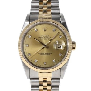 Rolex 16233G Datejust Champagne Gold 10P Diamond Auto K18YG 36mm 100M Men's watc - Picture 1 of 13