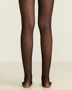 EMILIO CAVALLINI Black Herringbone Tights Color: Black Size: S/M 4580 - 04 - Picture 1 of 2