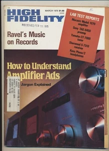 High Fidelity Music Magazine Vol 25 #03 Mar 1975 Ravel Joni Mitchell Louis VTG - Picture 1 of 3