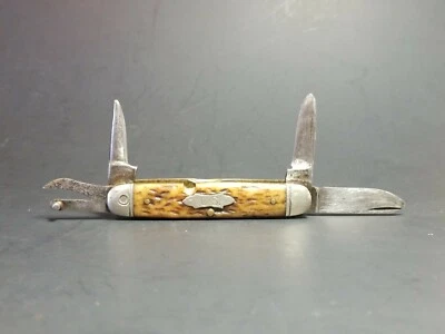 Cuchillo de Bolsillo Plegable Herramienta 4 Hojas Ulster ARMY ENGINEER US ¿HUESO? Mango  Foto 1 de 4