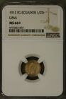 Ecuador Silver 1/2 Decimo 1912-FG Lima Mint  NGC MS66+  Pop 1/1 S103