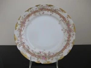 Plato de cena HAVILAND Limoges rosa y amarillo flor adorno dorado porcelana 9 1/2" - Imagen 1 de 5
