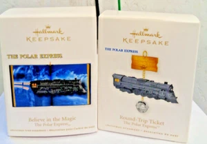 2 Hallmark Polar Express Ornaments 1910+1912 Believe and Round Trip NEW MINT - Picture 1 of 2