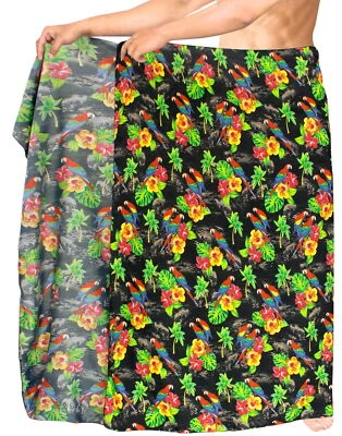 LA LEELA Soft Light Digital Swimsuit Casual Beach Boy's Wrap 78"X39" Black_3323 - Изображение 1 из 3