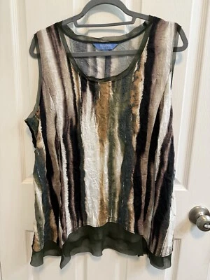 Top arrugado Simply Vera Wang XL negro marrón sin mangas detalle transparente nuevo Foto 1 de 4