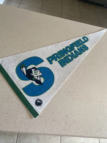 AHL Springfield Indians Vintage Defunct Circa 1990's Team Logo Hockey Pennant Cover
