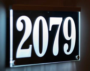12-16V AC Illuminated Address Sign Plaque House Numbers LED Lighted, Auto On/Off - Picture 1 of 13