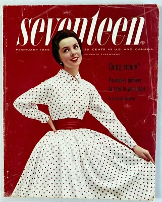 Seventeen Magazine February 1955 Vintage MCM Women's Fashions Beauty Advertising Foto 1 de 4