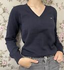 GANT Women’s Sweater Jumper 100% Cotton V-neck Logo Navy Sz L