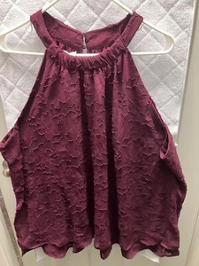 Hochgeschlossene ärmellose Bluse - Plus 2x - Burgund Neu mit Etikett - Bild 1 von 4