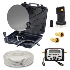 PremiumX mobile HD SAT Anlage Camping Koffer Balkon Koax Kabel SatFinder LNB 4K