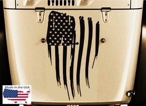 NEW AMERICAN FLAG Blackout Hood Vinyl Car Truck Decal USA (Fits Jeep Wrangler) - Picture 1 of 23