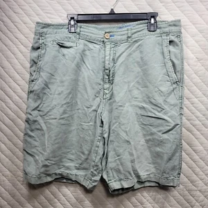 Tommy Bahama Shorts Mens 38 Green 100% Linen Relax Chino Stretch Beach Summer - Picture 1 of 8