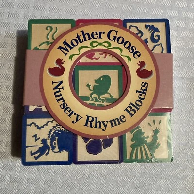 9 nuevos bloques de madera vintage con rima infantil madre ganso, sellados en paquete Foto 1 de 2