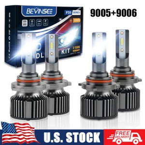Bevinsee 4x 9005 + 9006 Combo Kit de Faros LED 6000LM Blanco Bombillas de haz alto bajo - Imagen 1 de 12