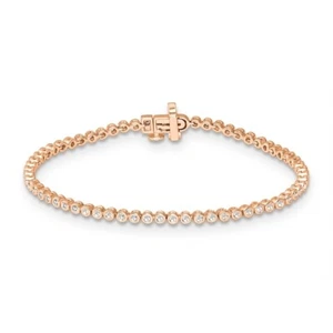14K Rose Gold Round 1Ct Natural Diamond Tennis Bracelet 7" Gift for Women - Picture 1 of 7