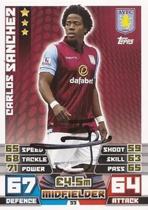 CARLOS SANCHEZ SIGNIERT ASTON VILLA 2014/2015 MATCH ATTAX TRADING CARD + COA - Bild 1 von 1
