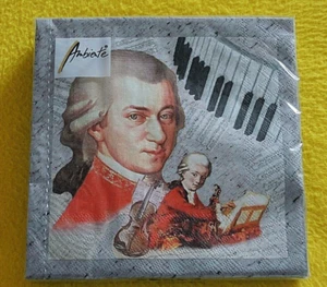 20 Servietten MUSIK Mozart 1 Packung Motivservietten MUSICIAN Musiker AMBIENTE - Picture 1 of 3