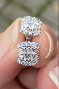 Orecchini a perno in argento sterling 925 placcato platino AAA zirconi intarsiati uomo donna - Foto 1 di 6