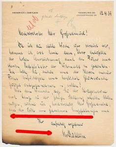 144758: Brief an Großadmiral Erich Raeder von Heinrich von Dietlein, HB Stülcken - Picture 1 of 4
