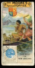 Trade Card,Moore's Toffee,Like Nugget,MAIL CARRIERS AND STAMPS,1900,New Zealand