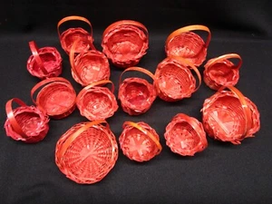 16 Vintage Miniature Wicker Baskets Orange Craft Decoration Easter Holidays etc - Picture 1 of 4