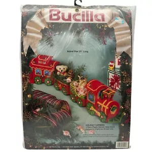 Bucilla Vtg Holiday Express 4-pc Plastic Canvas Table Decor Kit 61145 Christmas - Picture 1 of 10