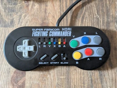 HORI FIGHTING COMMANDER Black Controller HSJ-14 SFC SNES Turbo Function Tested - Image 1 of 3