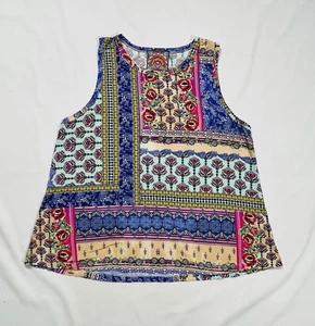 Johnny Was FRANCO SWING TANK size Large bamboo patchwork print sleeveless top - Picture 1 of 12