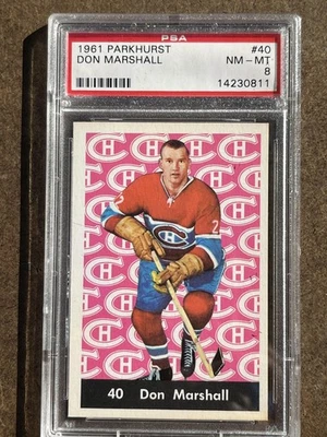 Parkhurst #40 1961 PSA 8 Don Marshall Canadians 40 ¡Bonito! Foto 1 de 2