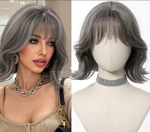 Grey Bob Wave 100% Human Hair 13x4 Lace Wig for Fashion Women - Picture 1 of 4