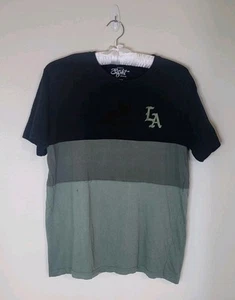 Eighty Eight Brand Black And Green Embroidered LA Gradient Mens T Shirt - Picture 1 of 8